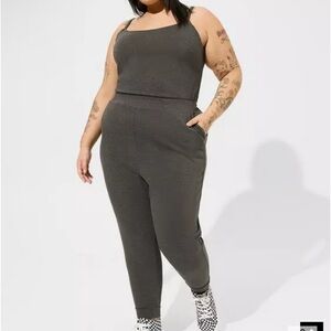 Torrid Ponte Grey Sleeveless Jumpsuit With Pockets Size 4X